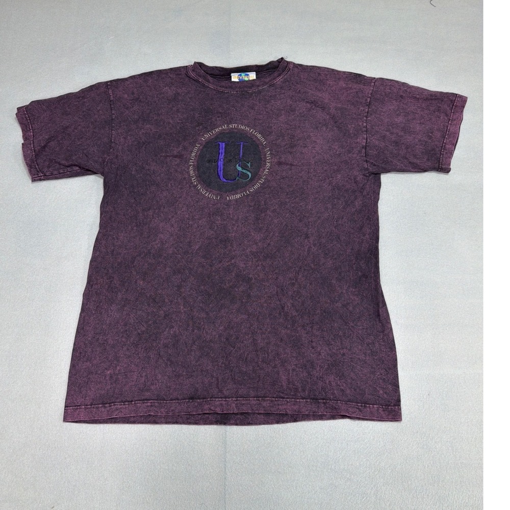 Vintage Universal Studios Florida Shirt Mens Small Purple Acid Wash Embroidered
